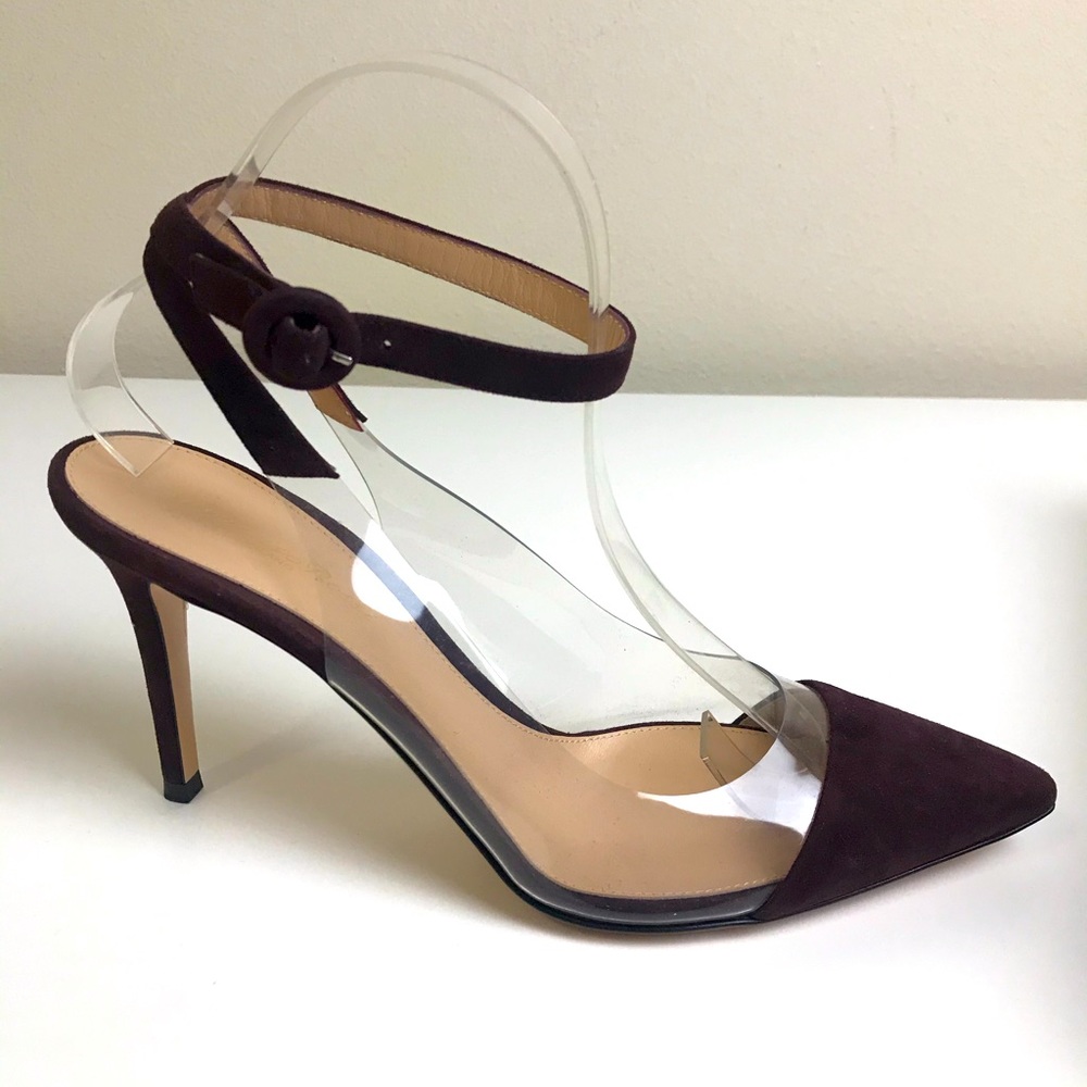 Gianvito Rossi PVC Plexi Suede Slingback Pumps